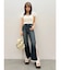 レースドッキングフレアデニムパンツ