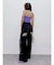 ラインストーンロゴバックスラッシュワイドデニムパンツ