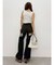 ラインストーンロゴバックスラッシュワイドデニムパンツ