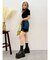 レースドッキングリボンデニムミニスカート
