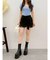 レースドッキングリボンデニムミニスカート