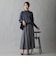 ブロックストライプ柄シャーリングブラウス