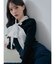 異素材ビッグリボンリブニット