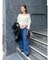 【WEB限定】Vネックカラーショートニットプルオーバー