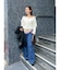 【WEB限定】Vネックカラーショートニットプルオーバー
