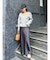 【WEB限定】Vネックカラーショートニットプルオーバー