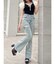 【新色追加】カットアウトリボンデニムパンツ
