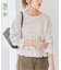 コットン混透かし編みボートネックプルオーバー
