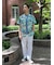 コットン　アイランドプリント　オープンカラーシャツ　Regular Fit
