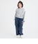 リボンスリットデニムロングパンツ