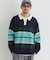 BACK NUMBER(バックナンバー)【メンズ】マルチボーダーポロ襟セーター