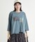 《店舗人気アイテム/体型カバー》ロゴ切替7分袖Tシャツ