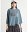 《店舗人気アイテム/体型カバー》ロゴ切替7分袖Tシャツ