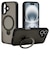 ラスタバナナ　iPhone 16(6.1インチ)ZEROSAFE Shaft カメラ周囲保護 Magsafe対応 360°回転スタンドケース フロストブラック 8386IP461ZSFSLBK
