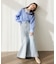 バックレースアップフレアデニムスカート/イージーケア