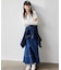 バックレースアップフレアデニムスカート/イージーケア