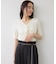 【WEB限定】ドット＆無地フロントシャーリング5分袖トップス