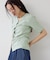 【WEB限定】ドット＆無地フロントシャーリング5分袖トップス