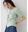 【WEB限定】ドット＆無地フロントシャーリング5分袖トップス