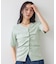 【WEB限定】ドット＆無地フロントシャーリング5分袖トップス