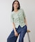【WEB限定】ドット＆無地フロントシャーリング5分袖トップス