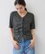 【WEB限定】ドット＆無地フロントシャーリング5分袖トップス