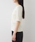 【WEB限定】ドット＆無地フロントシャーリング5分袖トップス