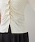 【WEB限定】ドット＆無地フロントシャーリング5分袖トップス