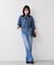リボン付きライトオンスデニムシャツ
