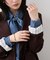 リボン付きライトオンスデニムシャツ