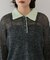 【WEB限定】シアーモヘア配色ポロ襟ニット