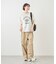 カレッジロゴプリントフレアスリーブピグメントTシャツ/リンクコーデ