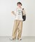 カレッジロゴプリントフレアスリーブピグメントTシャツ/リンクコーデ