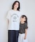 カレッジロゴプリントフレアスリーブピグメントTシャツ/リンクコーデ