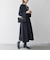 【WEB限定】〈洗濯機可能〉ダブルクロス ウエスト タック Aライン ワンピース ［NAVY BLUE］