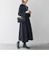 【WEB限定】〈洗濯機可能〉ダブルクロス ウエスト タック Aライン ワンピース ［NAVY BLUE］