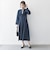 【WEB限定】〈洗濯機可能〉ダブルクロス ウエスト タック Aライン ワンピース ［NAVY BLUE］