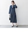 【WEB限定】〈洗濯機可能〉ダブルクロス ウエスト タック Aライン ワンピース ［NAVY BLUE］