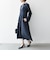 【WEB限定】〈洗濯機可能〉ダブルクロス ウエスト タック Aライン ワンピース ［NAVY BLUE］