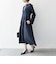 【WEB限定】〈洗濯機可能〉ダブルクロス ウエスト タック Aライン ワンピース ［NAVY BLUE］