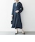 【WEB限定】〈洗濯機可能〉ダブルクロス ウエスト タック Aライン ワンピース ［NAVY BLUE］