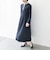 【WEB限定】〈洗濯機可能〉ダブルクロス ウエスト タック Aライン ワンピース ［NAVY BLUE］