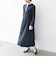 【WEB限定】〈洗濯機可能〉ダブルクロス ウエスト タック Aライン ワンピース ［NAVY BLUE］