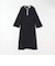 【WEB限定】〈洗濯機可能〉ダブルクロス ウエスト タック Aライン ワンピース ［NAVY BLUE］