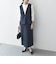 〈洗濯機可能〉ダブルクロス Vネック ペプラム ワンピース［NAVY BLUE］
