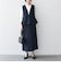 〈洗濯機可能〉ダブルクロス Vネック ペプラム ワンピース［NAVY BLUE］