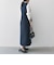〈洗濯機可能〉ダブルクロス Vネック ペプラム ワンピース［NAVY BLUE］