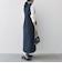 〈洗濯機可能〉ダブルクロス Vネック ペプラム ワンピース［NAVY BLUE］