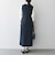 〈洗濯機可能〉ダブルクロス Vネック ペプラム ワンピース［NAVY BLUE］