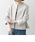 【WEB限定】〈洗濯機可能〉ダブルクロス  ペプラム ノーカラー ジャケット［NAVY BLUE］